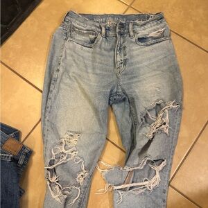 American Eagle Outfitters Ripped Light Blue Boyfriend Jeans
